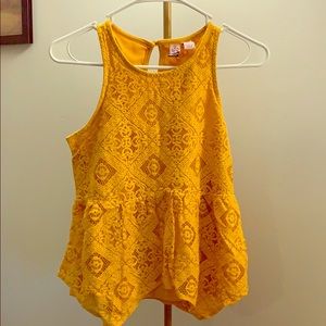 Yellow lace tank top